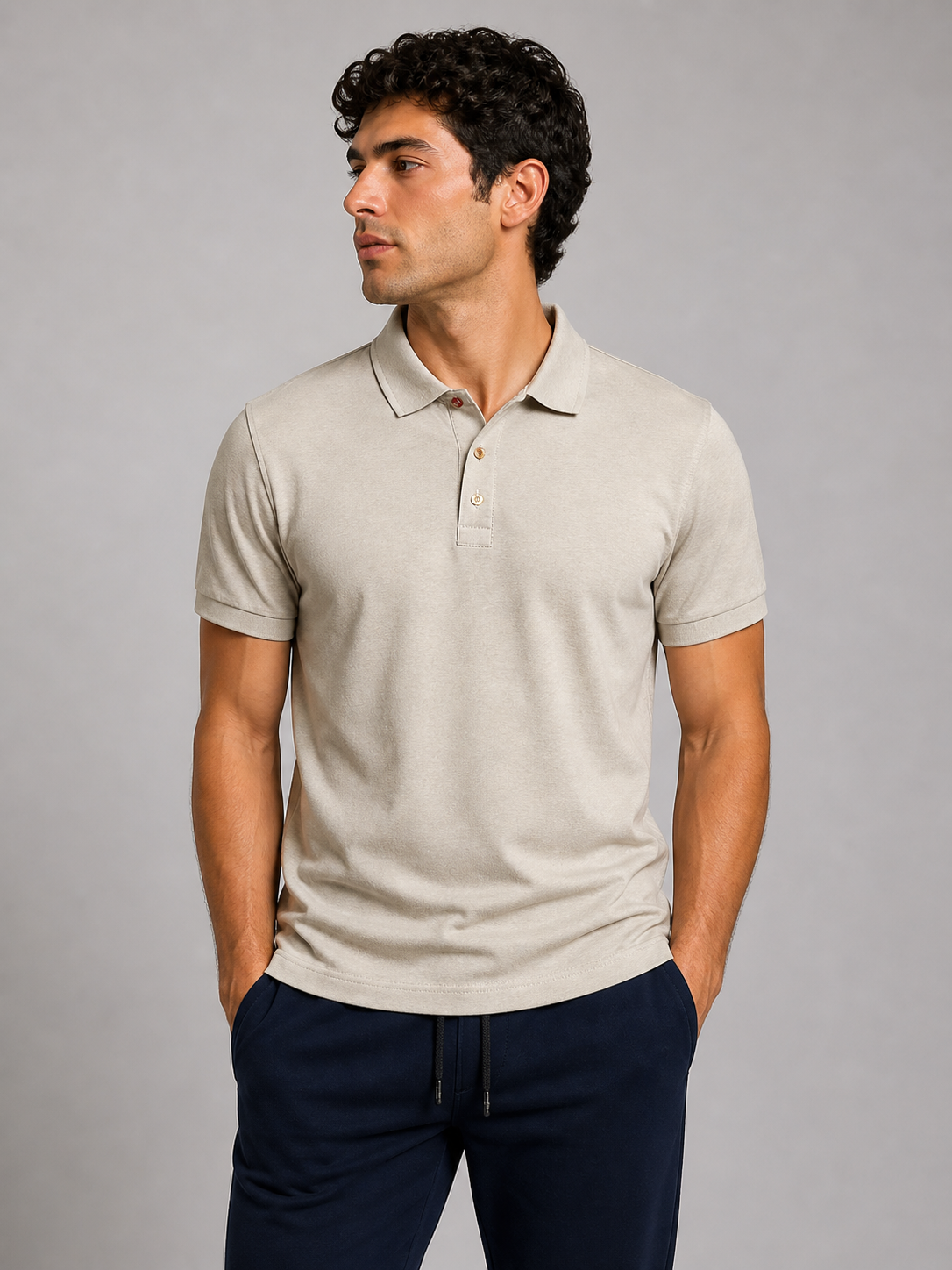 Off.340.PE2026M - POLO BEIGE - MINIMAL ID