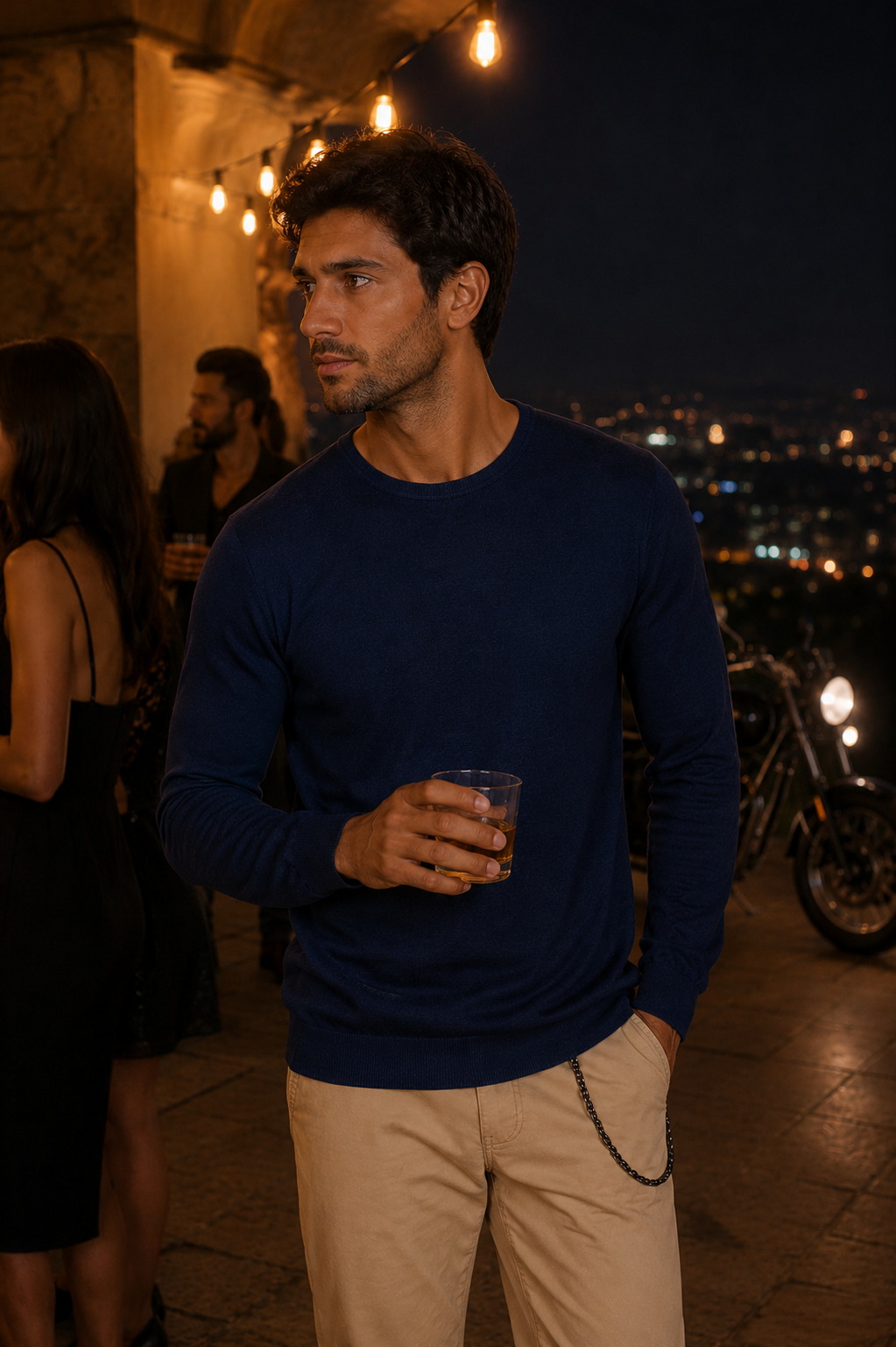 Off.413.AFE6ML010359U  - MAGLIA LINO NAVY