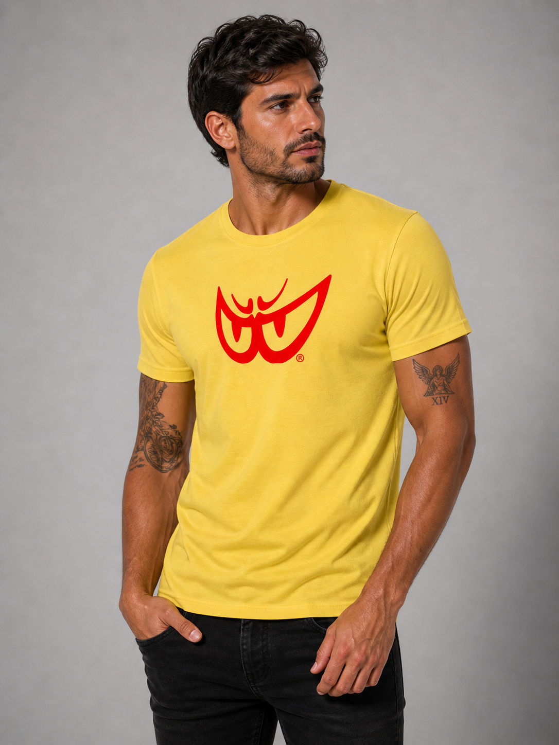 Brk 78 - T-Shirt Uomo - Biologico - Red on Yellow Eyes - Berik