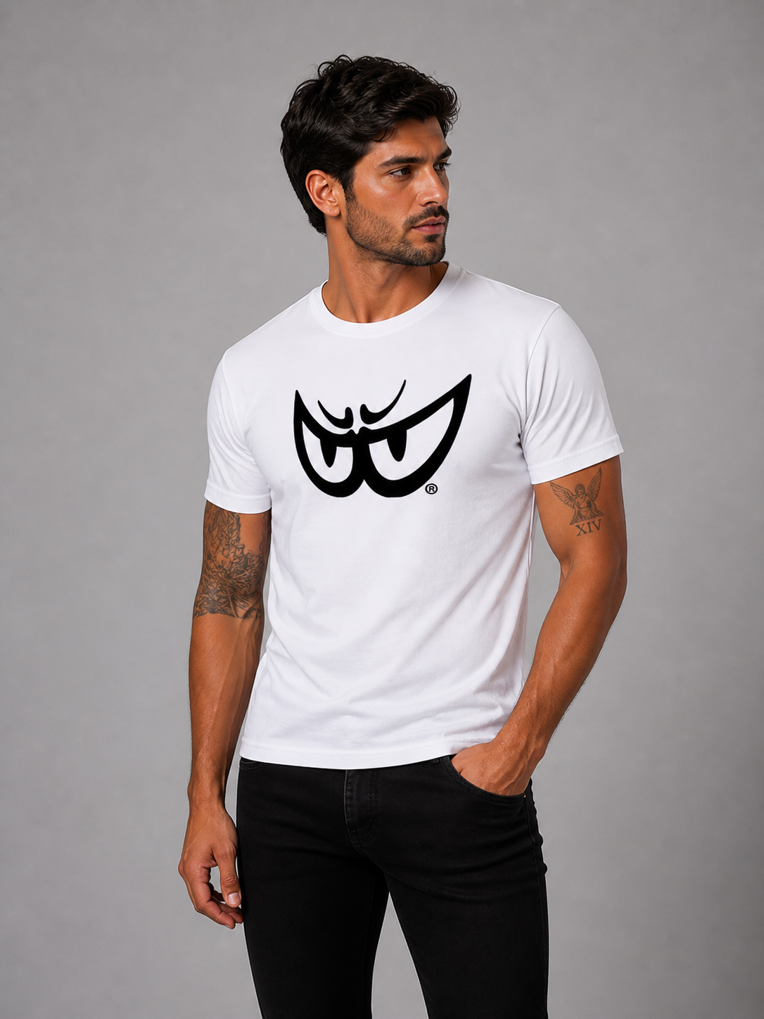 Brk 87 - T-Shirt Uomo - Biologico - Black on White Eyes - Berik