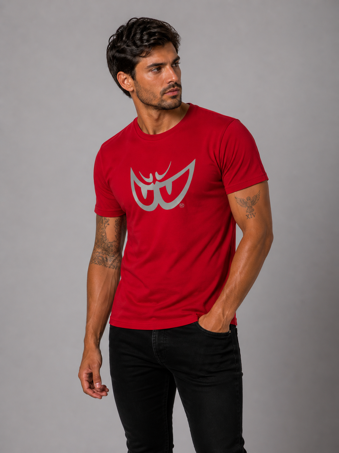 Brk 83 - T-Shirt Uomo - Biologico - Silver on Red Eyes - Berik