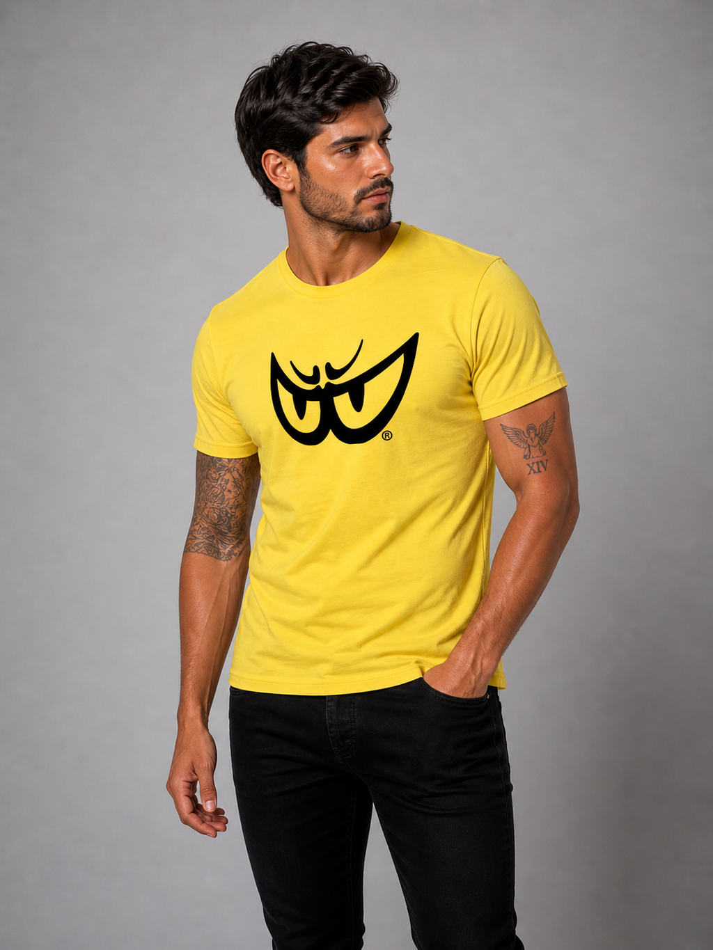Brk 79 - T-Shirt Uomo - Biologico - Black on Yellow Eyes - Berik