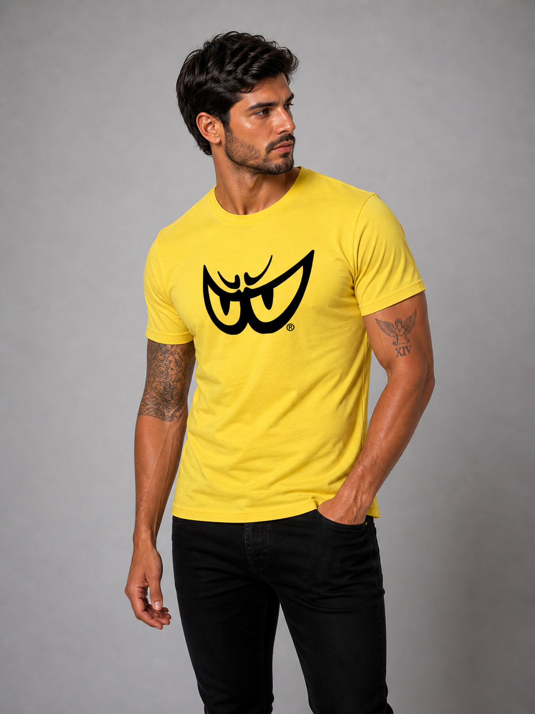 Brk 79 - T-Shirt Uomo - Biologico - Black on Yellow Eyes - Berik