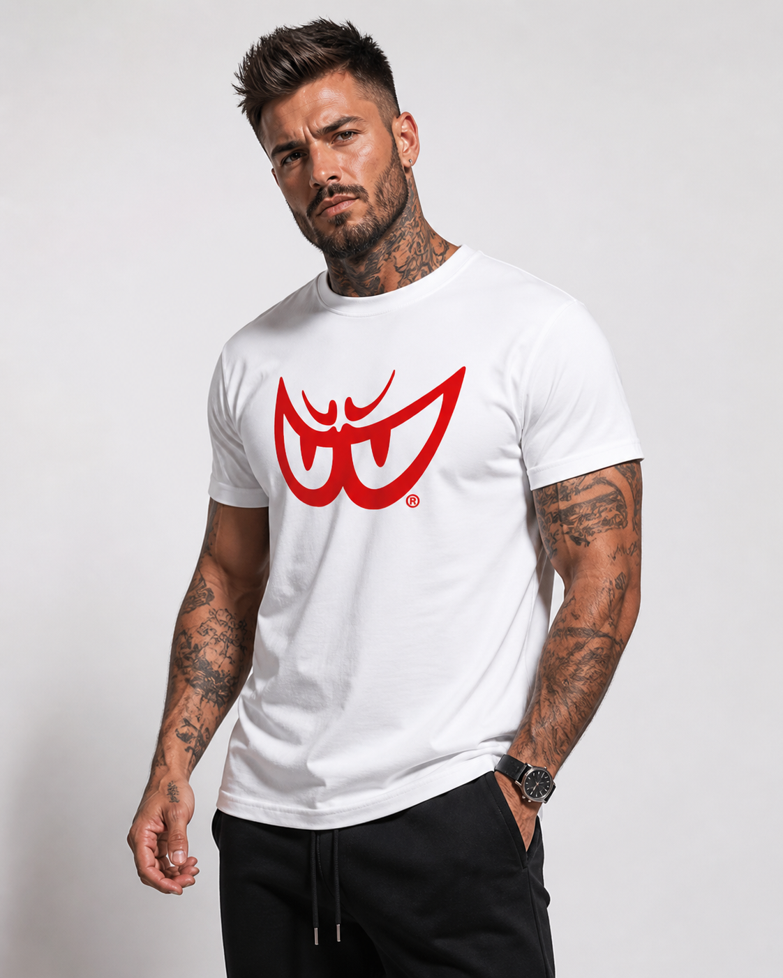 Brk 86 - T-Shirt Uomo - Biologico - Red on White Eyes - Berik