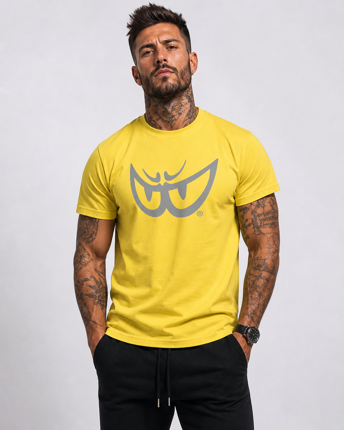 Brk 77 - T-Shirt Uomo - Biologico - Silver on Yellow Eyes - Berik
